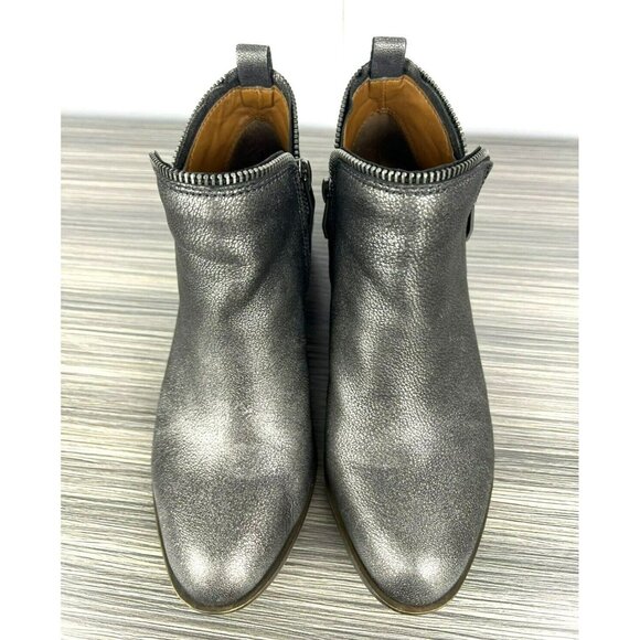 Vince Camuto Women Bootie Size 6 Bristin Low Heel Leather Bootie Exposed Zipper - Picture 3 of 10